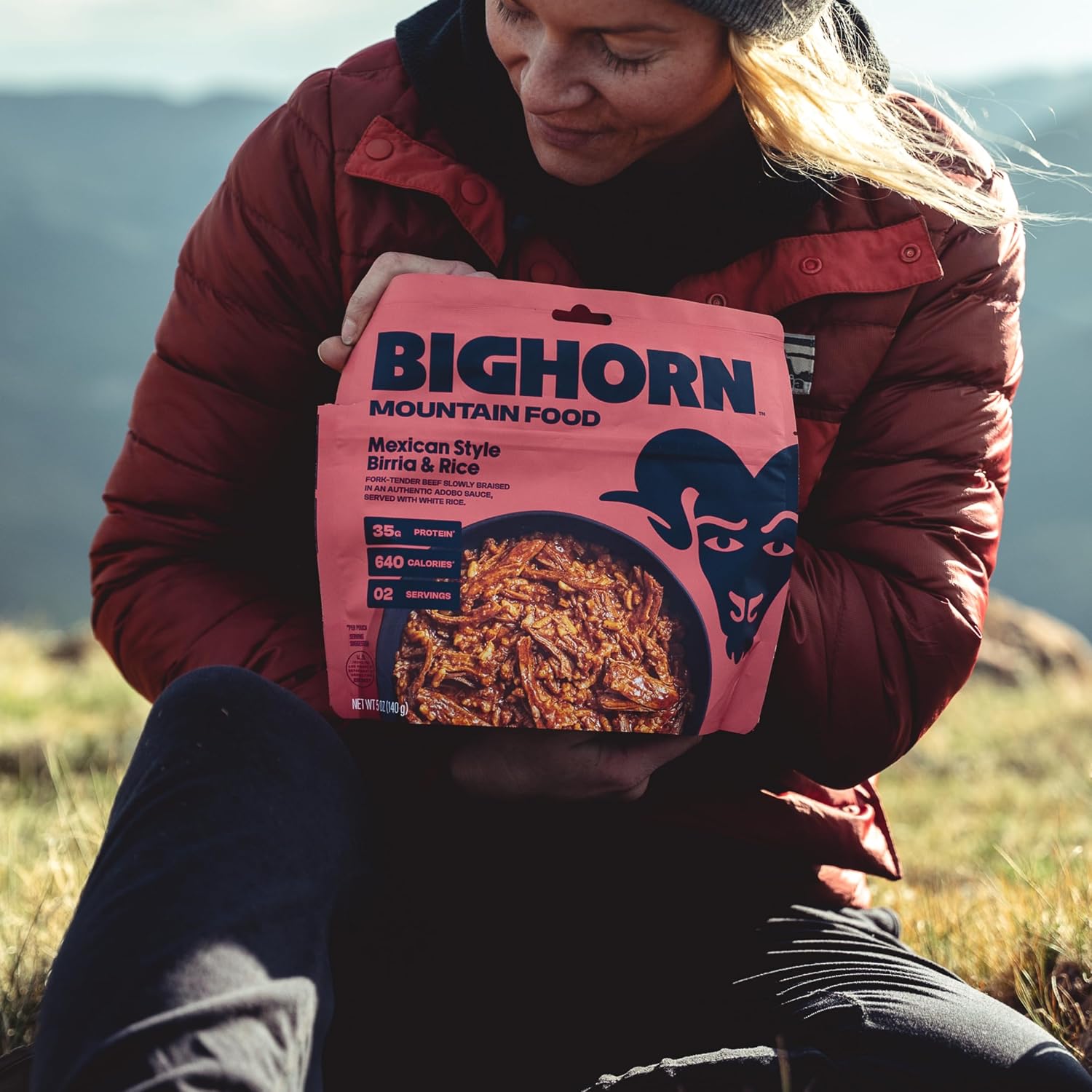 BIGHORN Mountain Food Mexican Style Birria and Rice - contains 6 packs | 12 servings | 210g Protein | 3,840 Calories - premium freeze dried meals for backpacking food - dehydrated camping food for backpacking meal - just add water - great taste