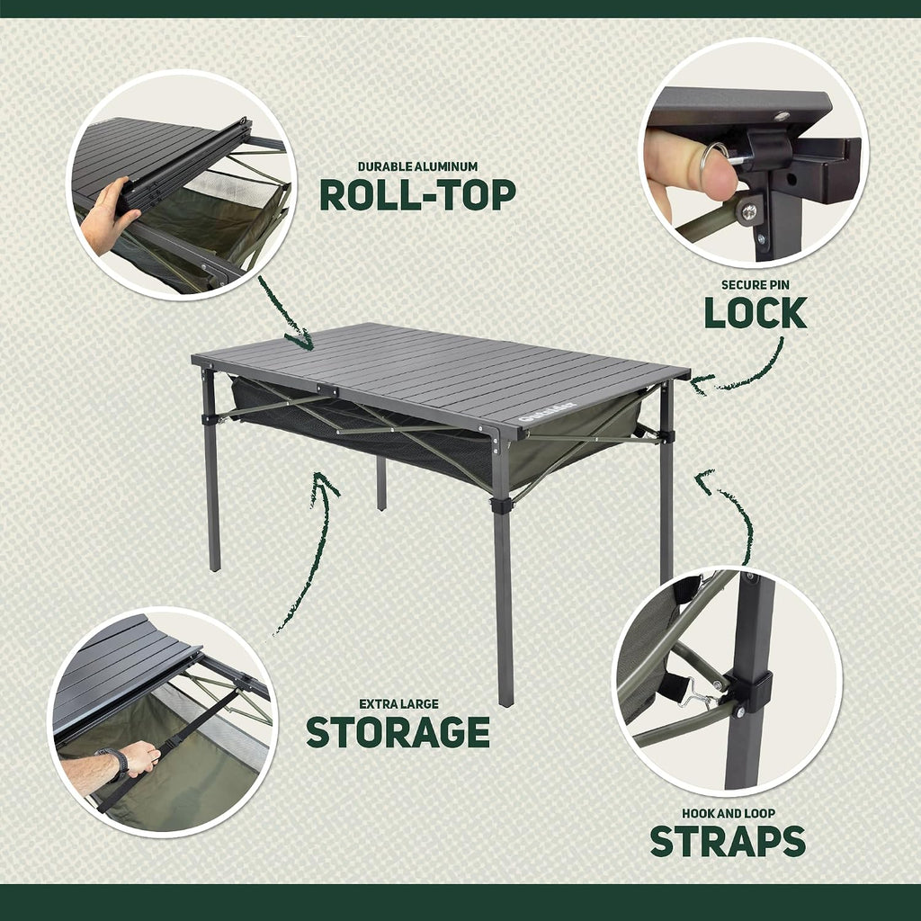 OUTSIDER Portable Aluminum Roll-Up Camping Table