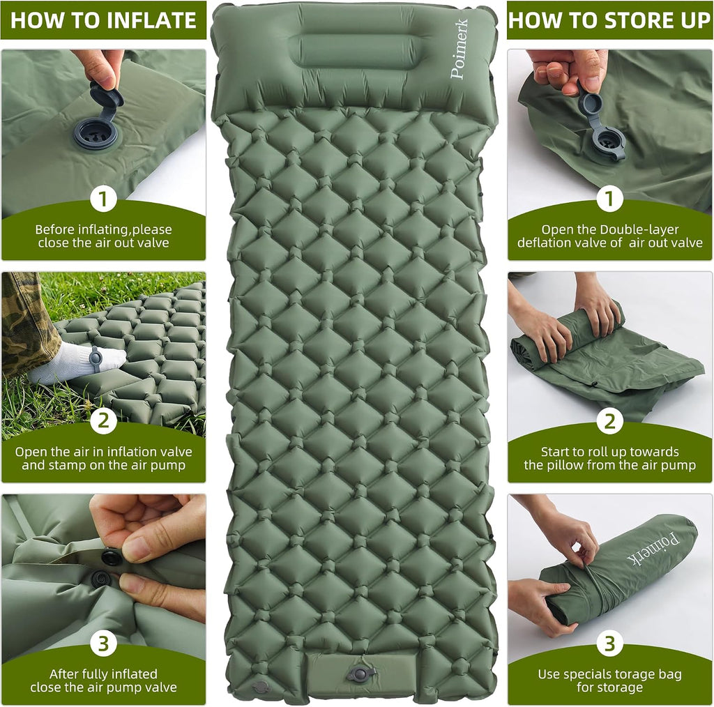 Ultralight Camping Sleeping Pad Mat, Compact Air Mattress for Backpacking