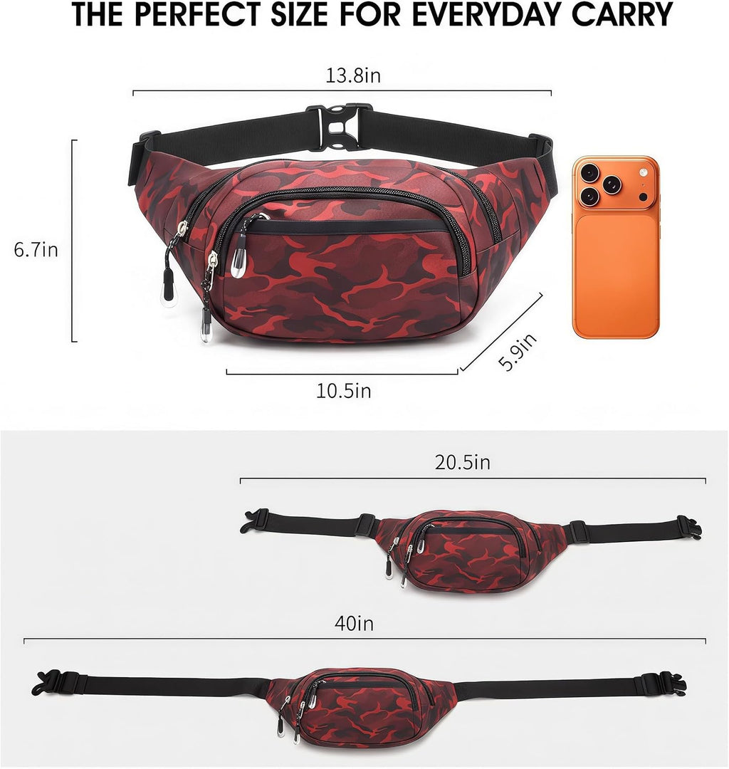Large Fanny Pack for Men Women NSYOOMH, Crossbody Waist Bag 5-Zipper Pocket