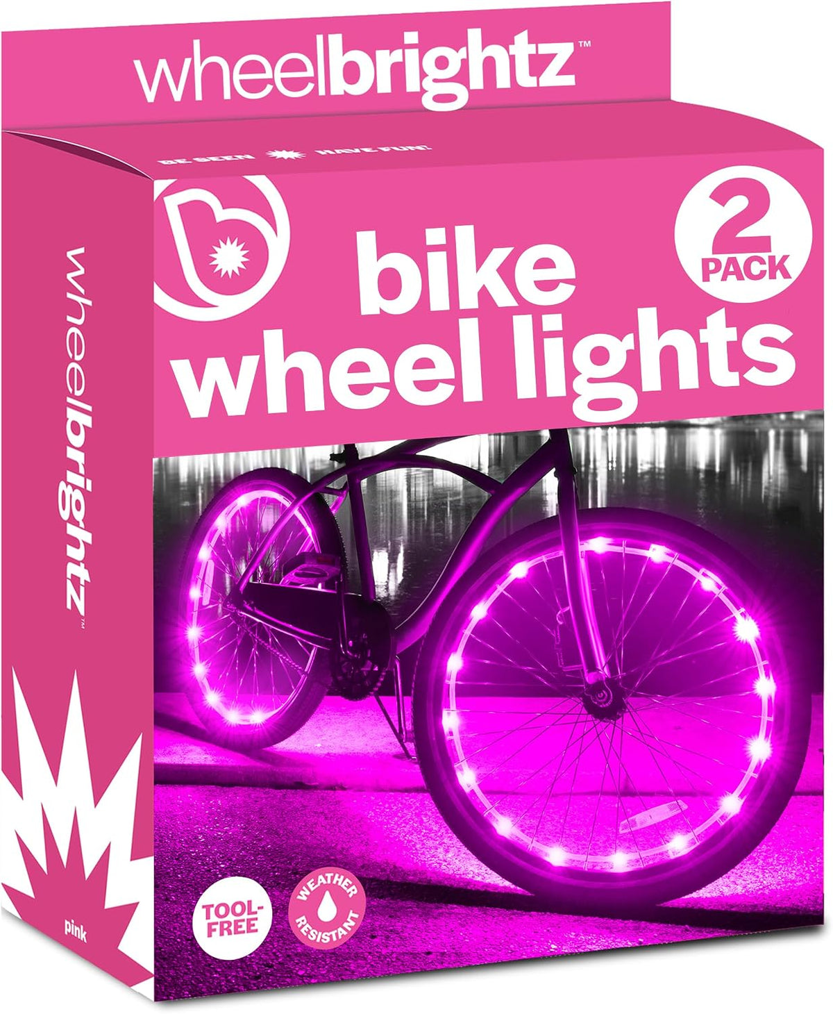 Brightz WheelBrightz LED Bike Wheel Lights - 2026 Edition with Superior Straps & LED-Weatherproof Shield! 14 Colors - Unmatched Durability, Visibility & 48+ Hours of Dazzling Illumination