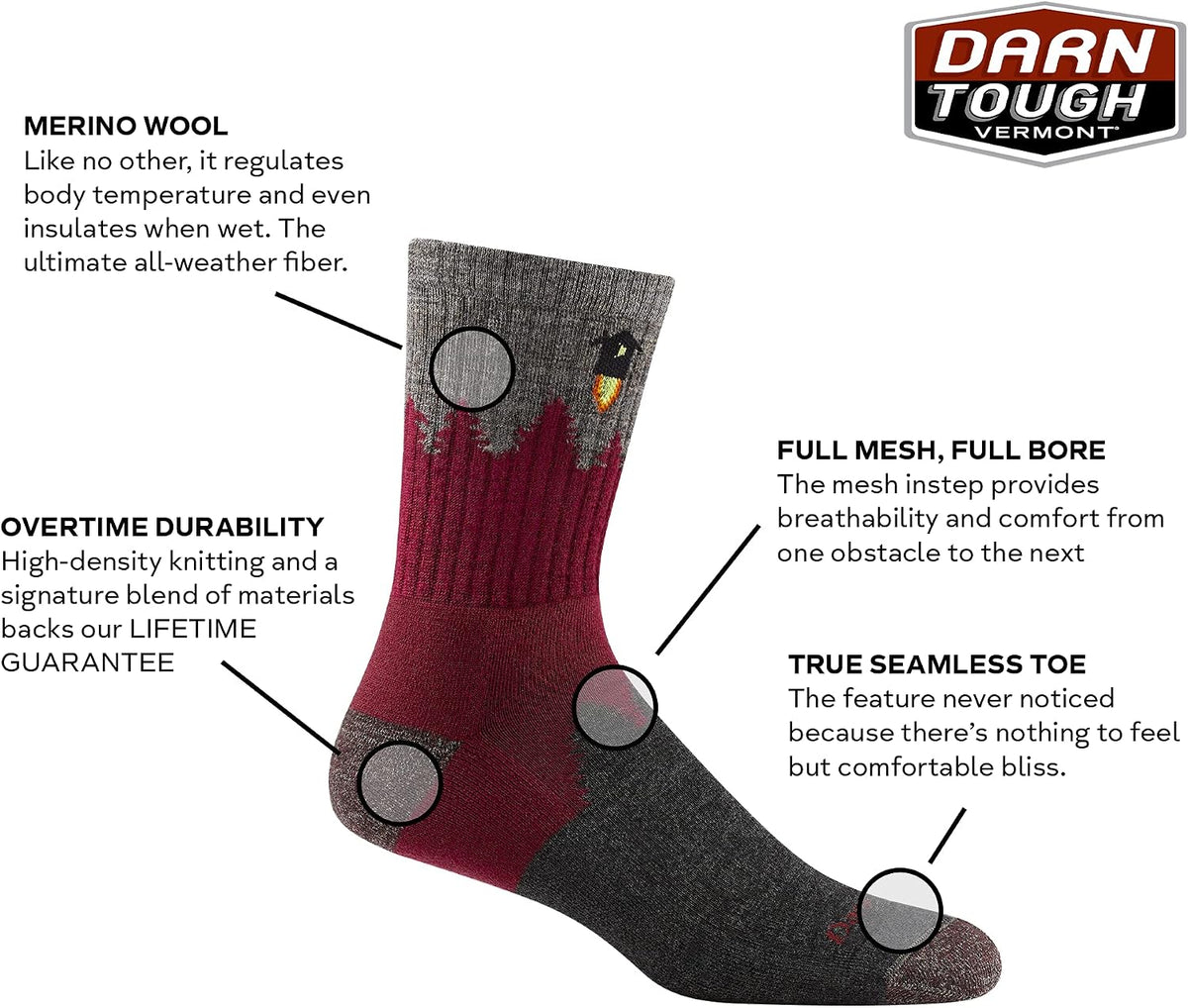 Darn Tough Vermont Men's Number 2 Micro Crew Cushion Hike Socks (1974)