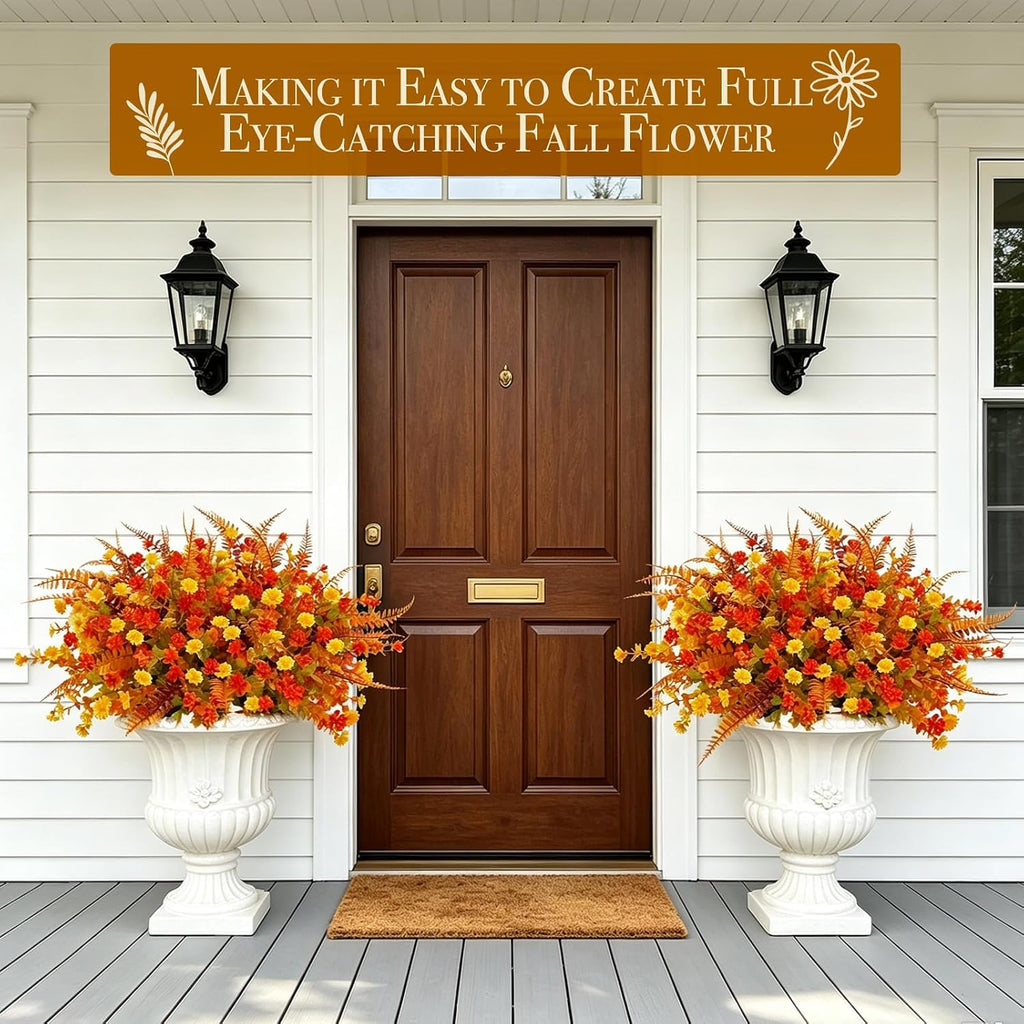 12 Bundles Artificial Fall Flowers for Outdoors Fall Decorations for Home
