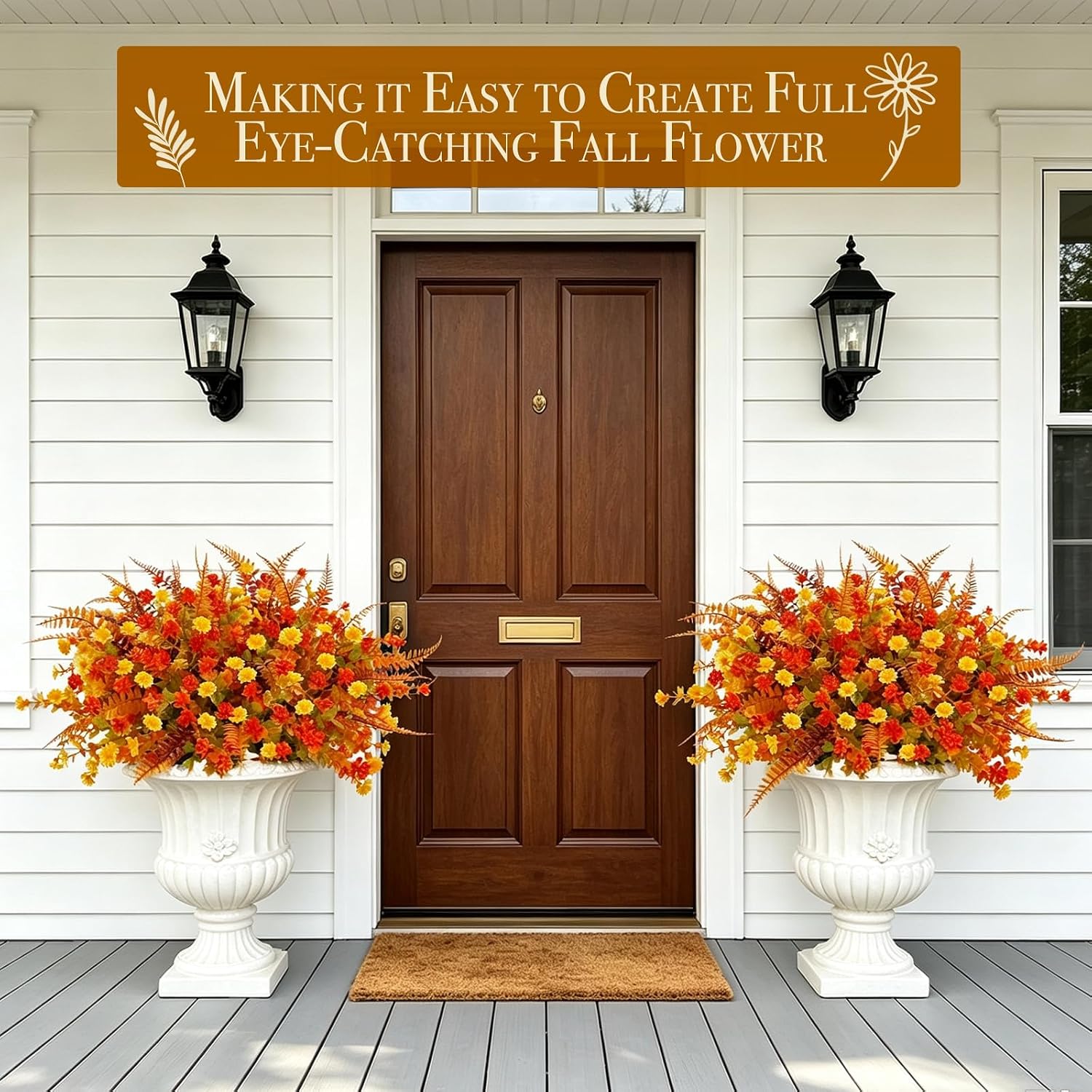 12 Bundles Artificial Fall Flowers for Outdoors Fall Decorations for Home