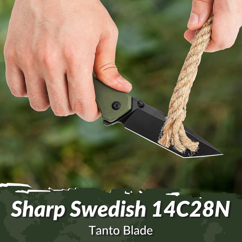 CIVIVI Brazen Pocket Knife, 3.46" Swedish 14C28N Tanto Blade C19059C-2