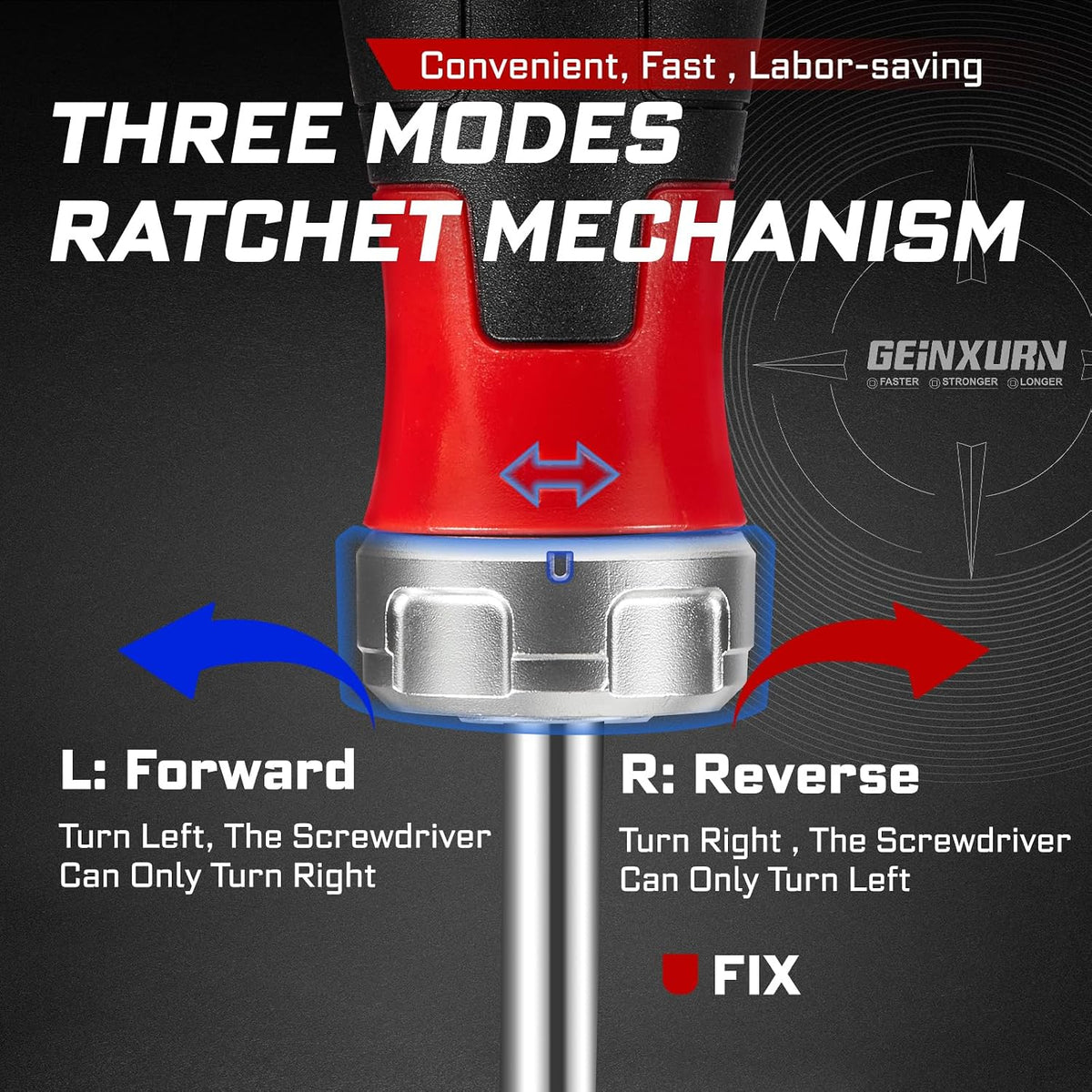 GEINXURN 19 Pieces Ratcheting Screwdriver Set and Socket Wrench Set, Mini Rachet Wrench, Rachet Screwdriver Handle and Nut Driver with 12 Pcs Impact Screwdriver Bit, Hand Tools Set for Repair DIY