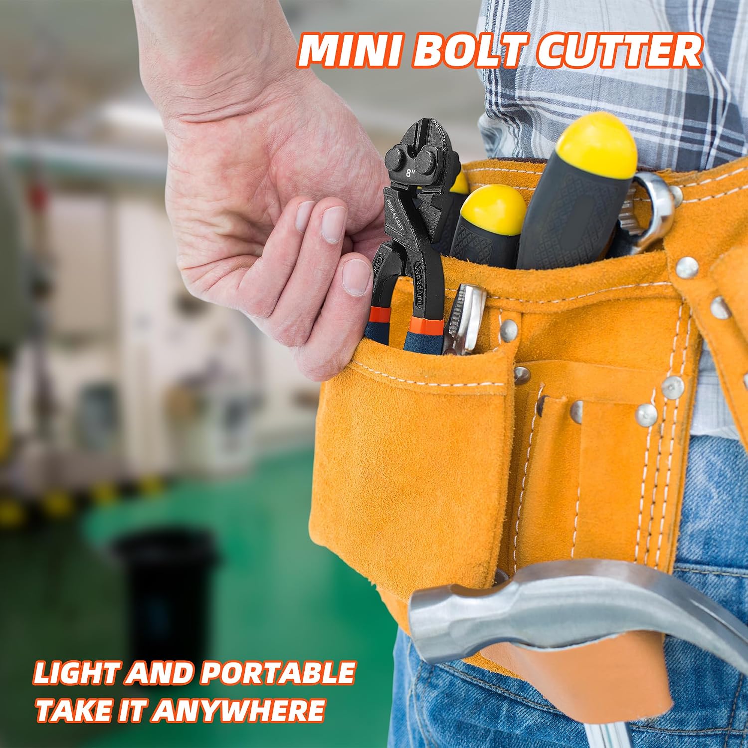 PRIDE&CRAFT 8 inches Mini Bolt Cutter Heavy Duty Cutting Tool for Wire, Chain, and Bolts, Snips Clippers with Soft Non-Slip Grip, Portable for Electricians, DIY Enthusiasts (Mini Bolt Cutter, 8 Inch)