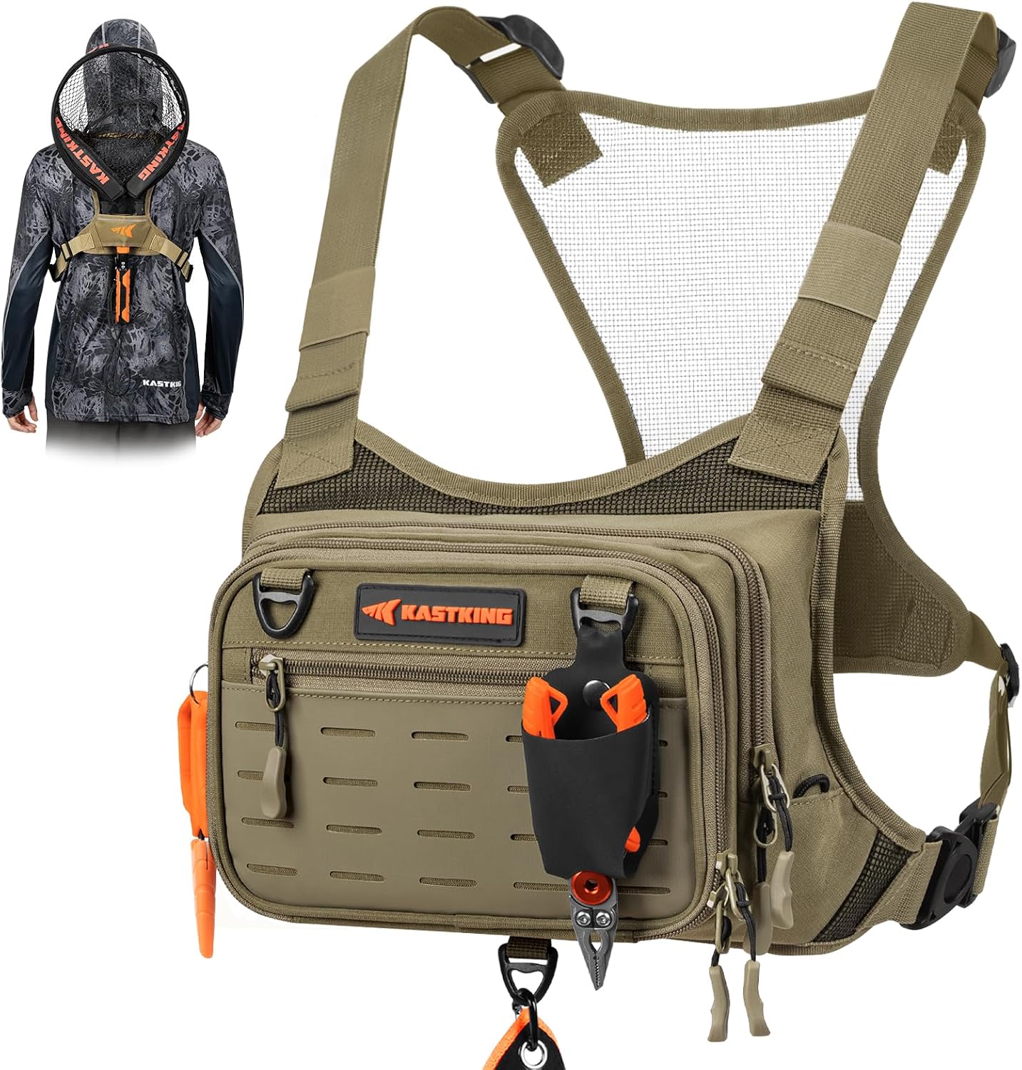 KastKing BaitBoss Water-Resistant Fishing Chest Pack; Fishing Bag for Men