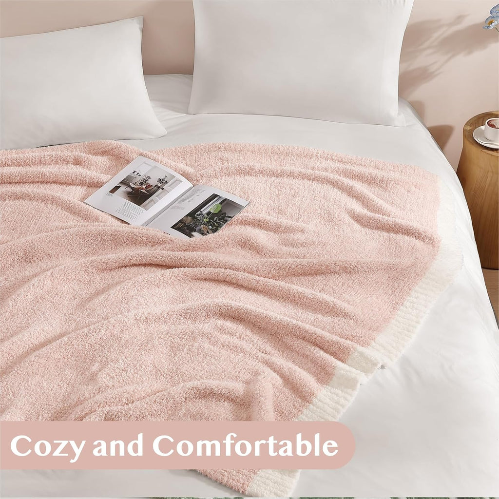 WRENSONGE Soft Throw Blanket for Couch-Cozy Reversible Knitted Blankets