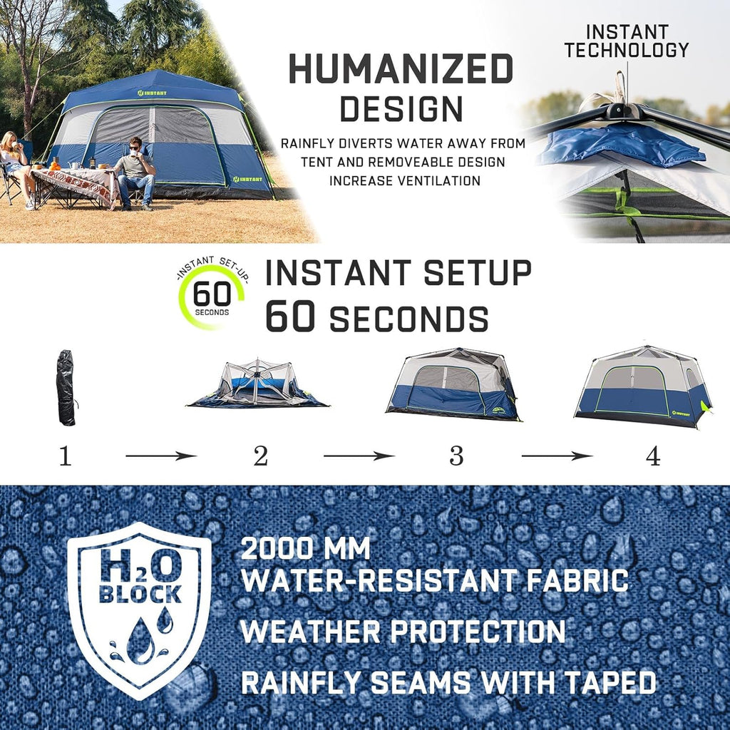 4/6/8/10 Person Instant Tent,Pop Up Tents for Camping with Rainfly