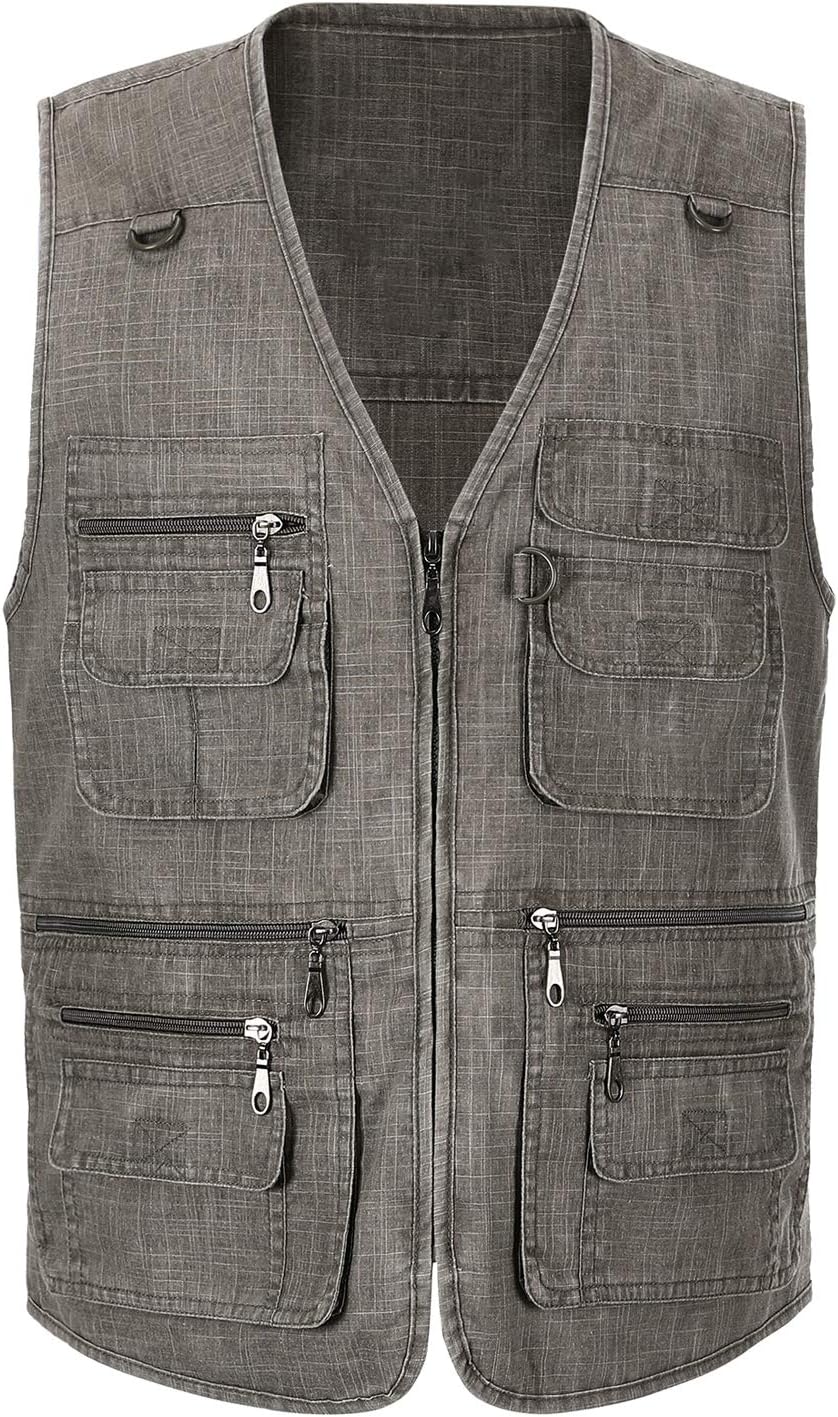 Spanye Mens Outdoor Fishing Vest Safari Travel Photography Vests Jacket Multi Pocket