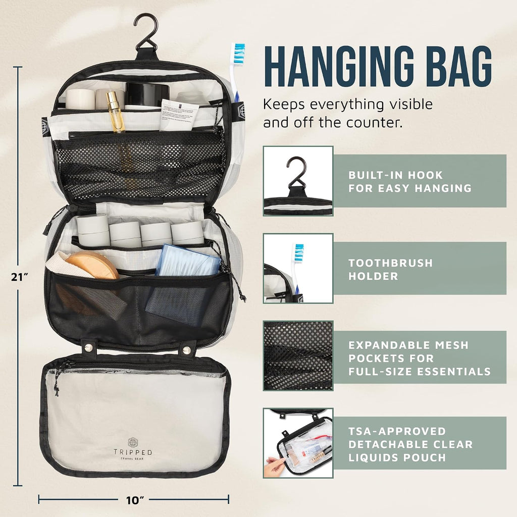 TRIPPED Travel Gear 3-Piece Travel Toiletry Bag Set