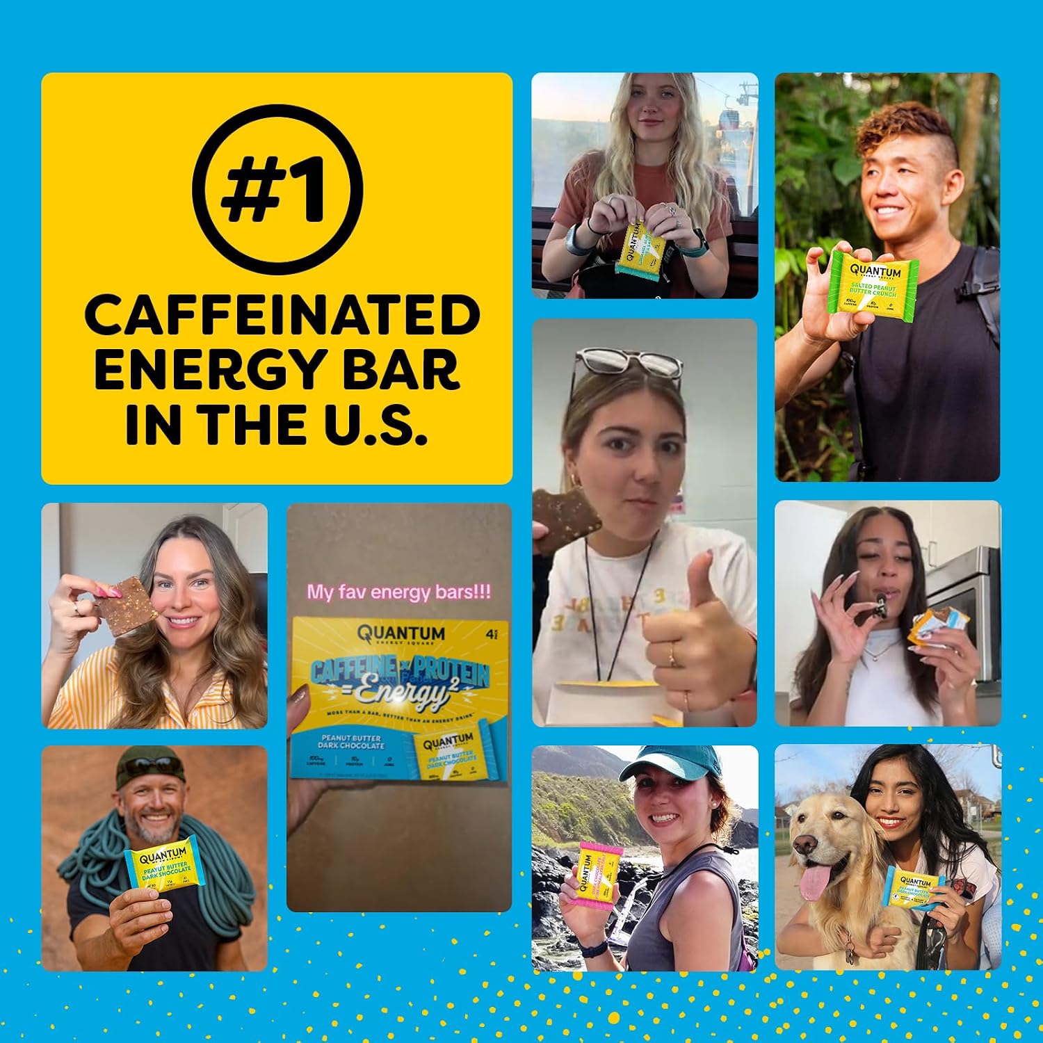 QES Energy Bar, Chocolate Chip Cookie Dough, Caffeine, 10g Protein, Vegan