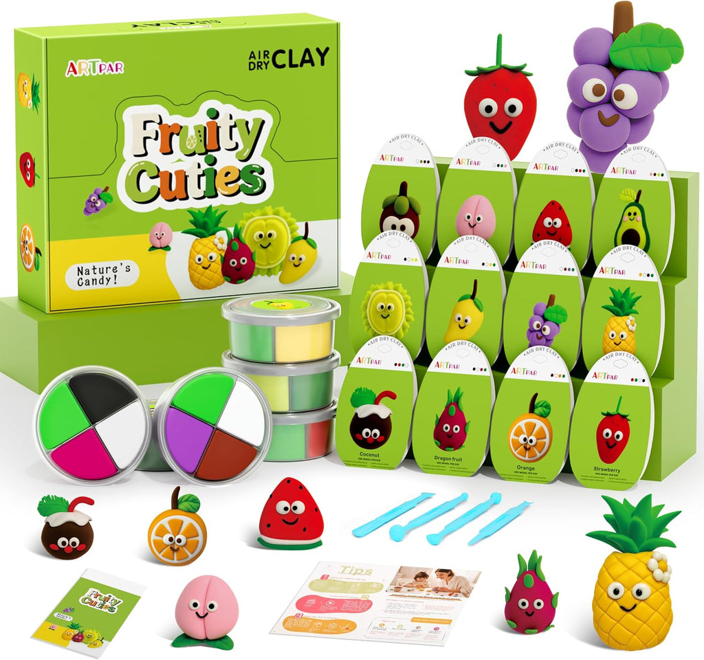 ARTPAR Air Dry Clay Kit for Kids - 12 Fruit DIY Modeling Magic Clay Sets