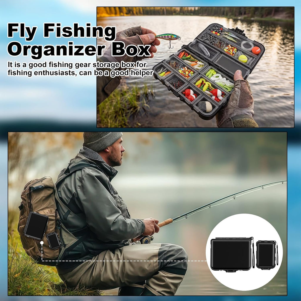 10 Pack Small Tackle Box Organizer for Fishing, Mini Double Sided Portable Pocket Tackle Box Containers for Hooks Lure Baits Swivels Jigs Storage Kayak Boxes(Black)