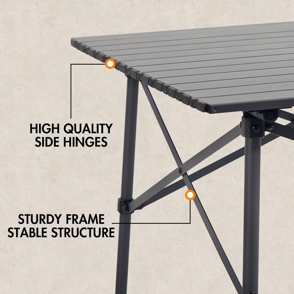 Portal Lightweight Aluminum Folding Square Table Roll Up Top 4 People Table