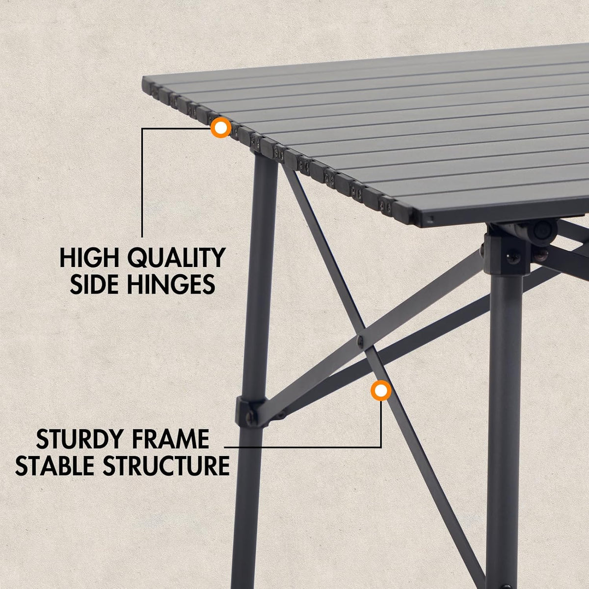 Portal Lightweight Aluminum Folding Square Table Roll Up Top 4 People Table