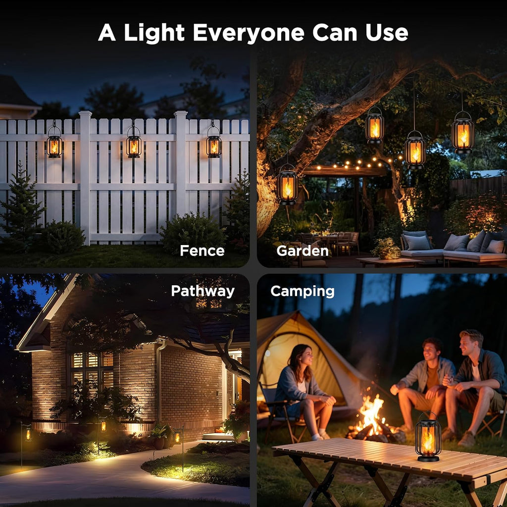 Hompavo Gen2 Solar Lanterns Outdoor Lights with Ultra-Real Flame