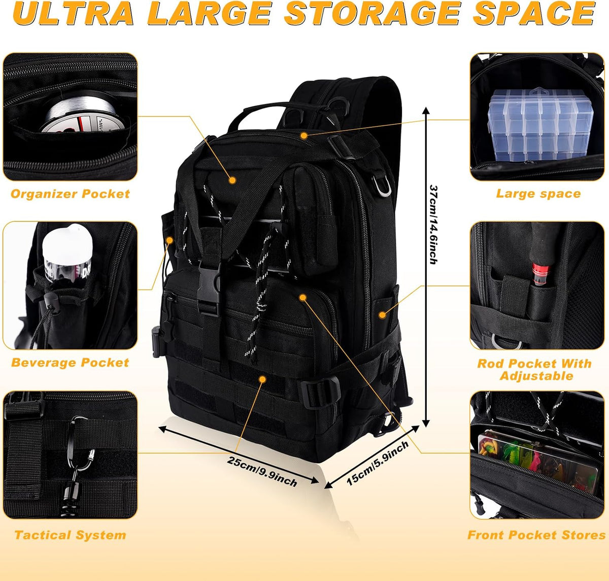 139PCS Tackle Box Backpack,Fishing Backpack with Accessories