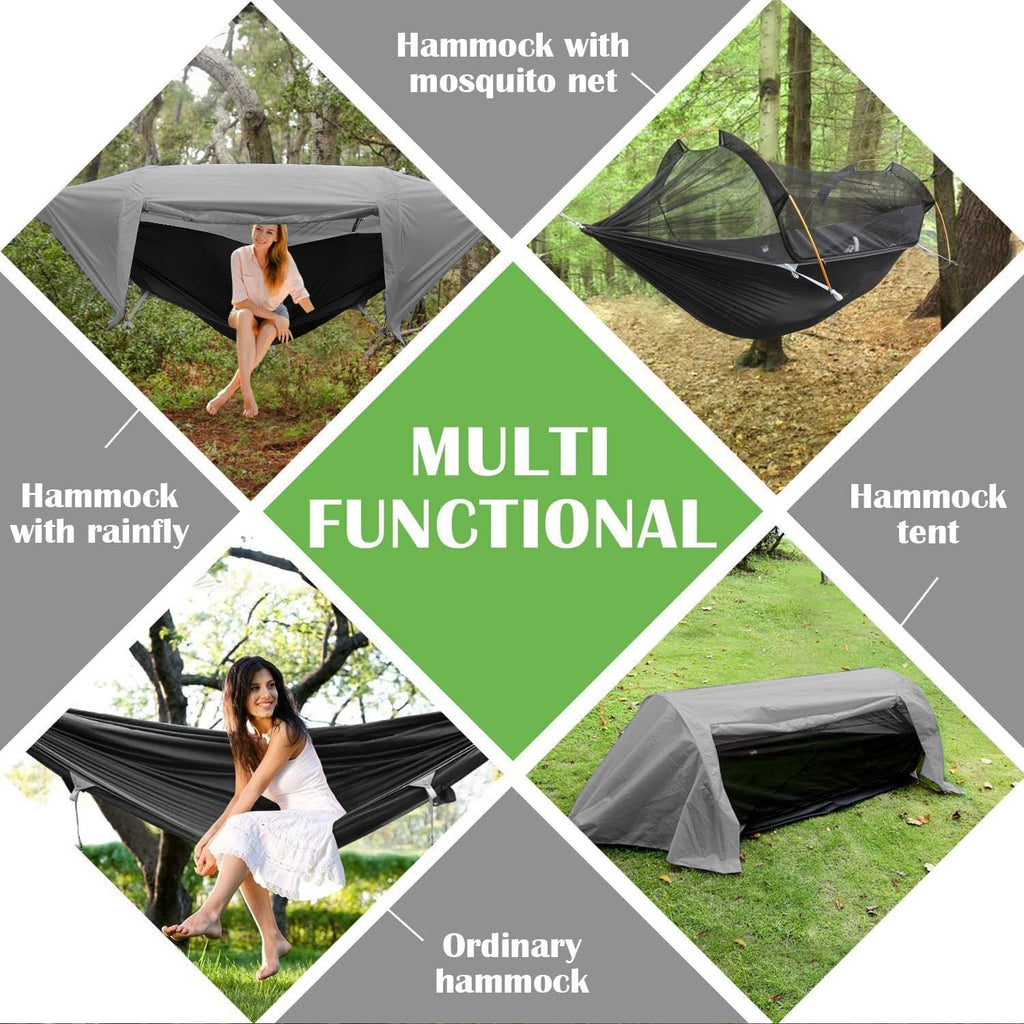 WintMing Hammock with Mosquito Net and Rain Fly Cover 3 in 1 Camping Hammock Tent 440lbs Load