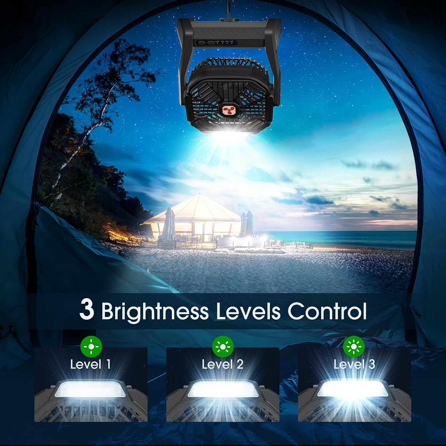 Portable Fan Rechargeable 20000mAh Cordless Battery Powered Camping Fan
