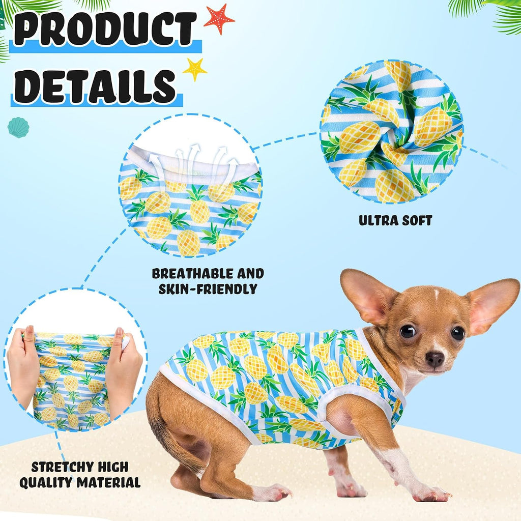 32 Pack Summer Hawaiian Dog Shirts for Small Dogs T-Shirts Pet Shirt Doggie Vest Puppy Clothes Flamingo Top Sleeveless Apparel for Cats(Small)