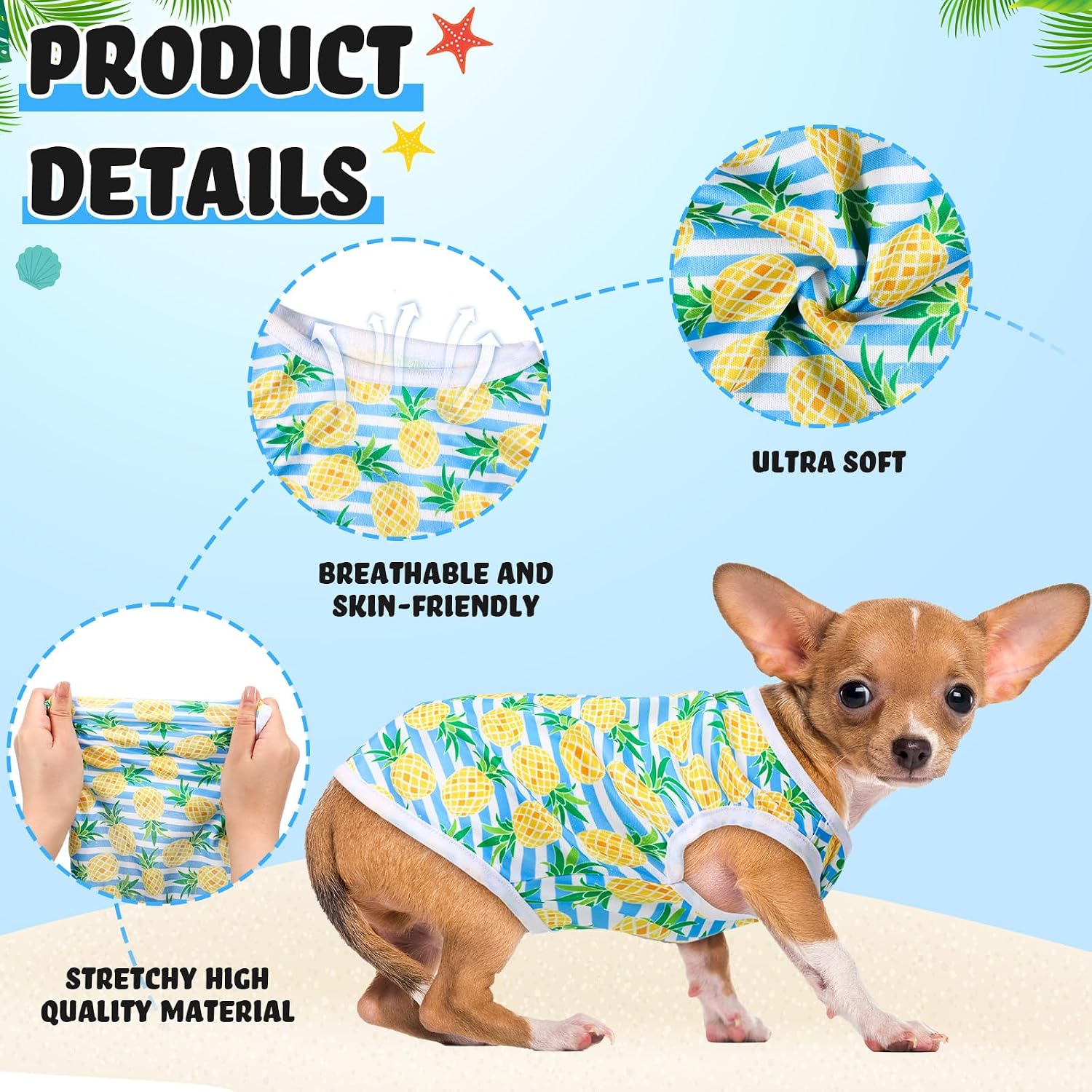 32 Pack Summer Hawaiian Dog Shirts for Small Dogs T-Shirts Pet Shirt Doggie Vest Puppy Clothes Flamingo Top Sleeveless Apparel for Cats(Small)