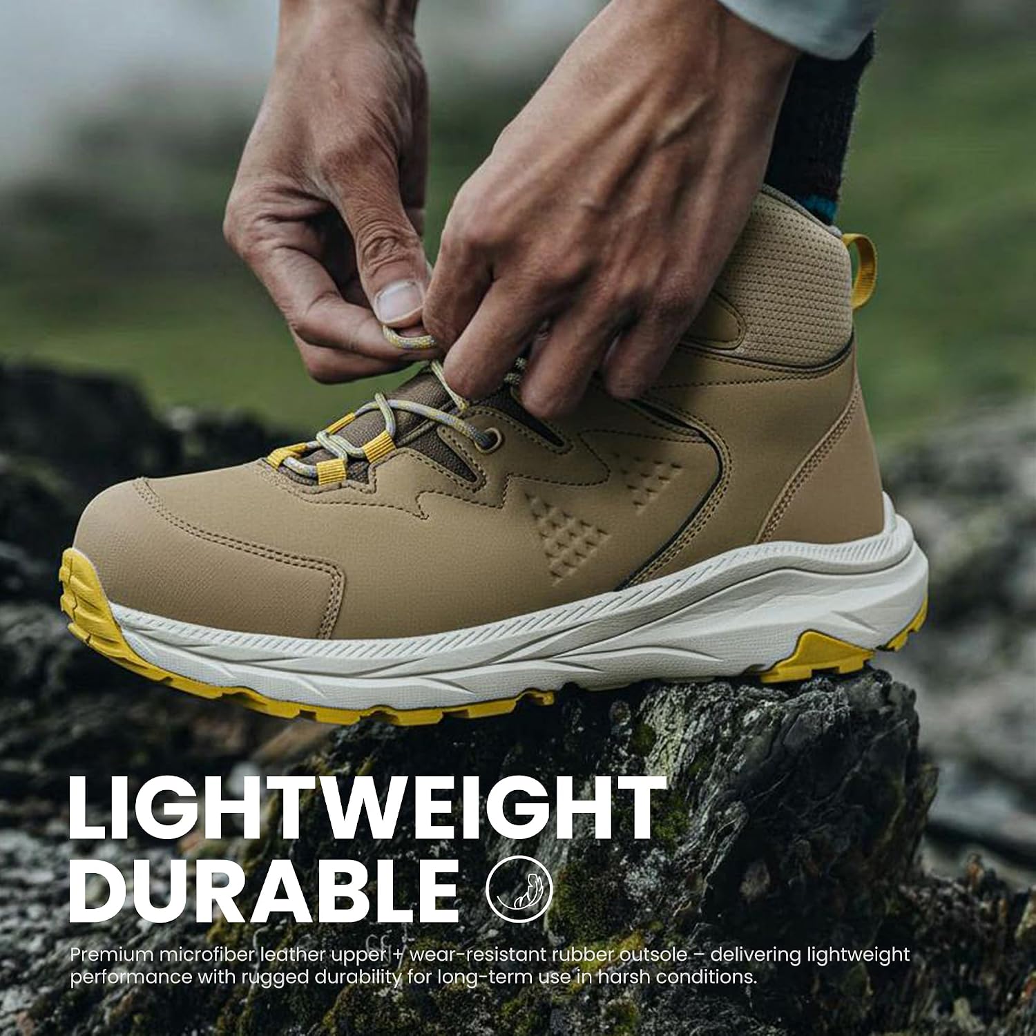 Men‘s Waterproof Hiking Boots, Slip-Resistant All-Terrain Grip