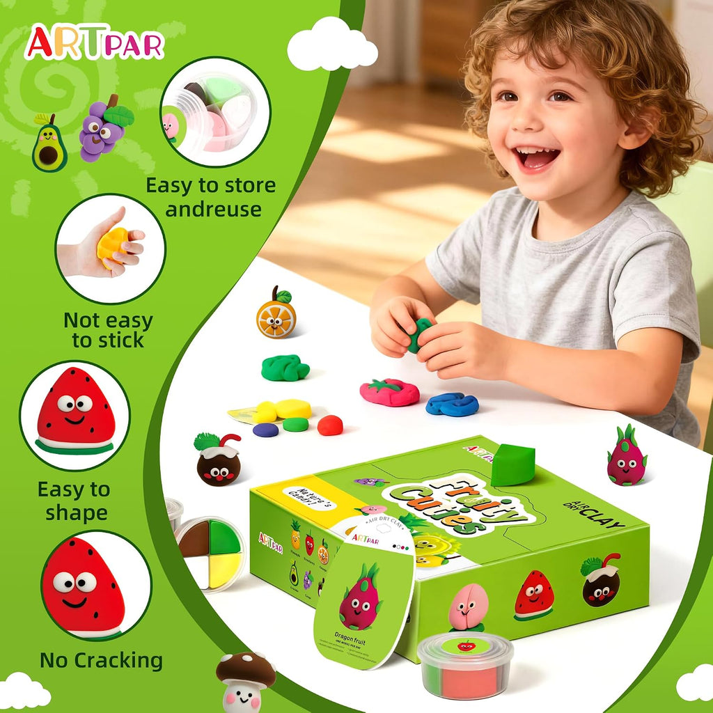 ARTPAR Air Dry Clay Kit for Kids - 12 Fruit DIY Modeling Magic Clay Sets
