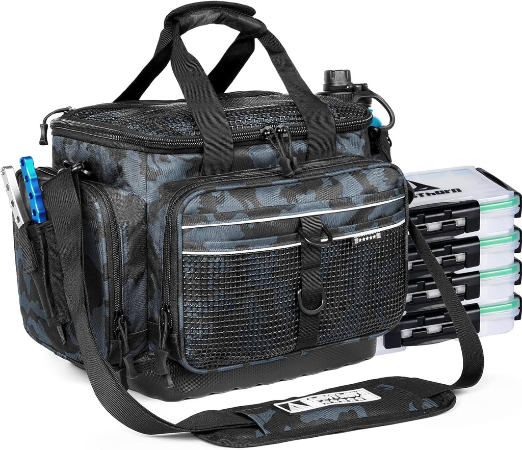 Ghosthorn Waterproof Fishing Tackle Bag with 4 3600 Boxes Lure Organizer