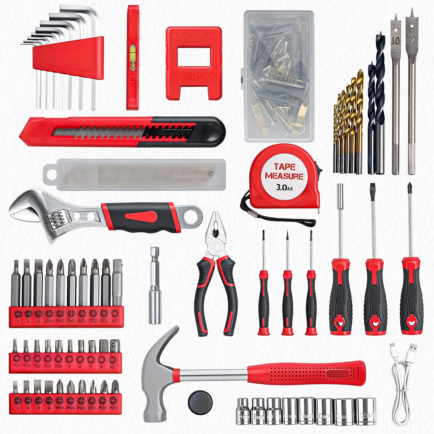 8V Cordless Drill Set, 132-Piece Home Tool Set for DIY & Home Improvement