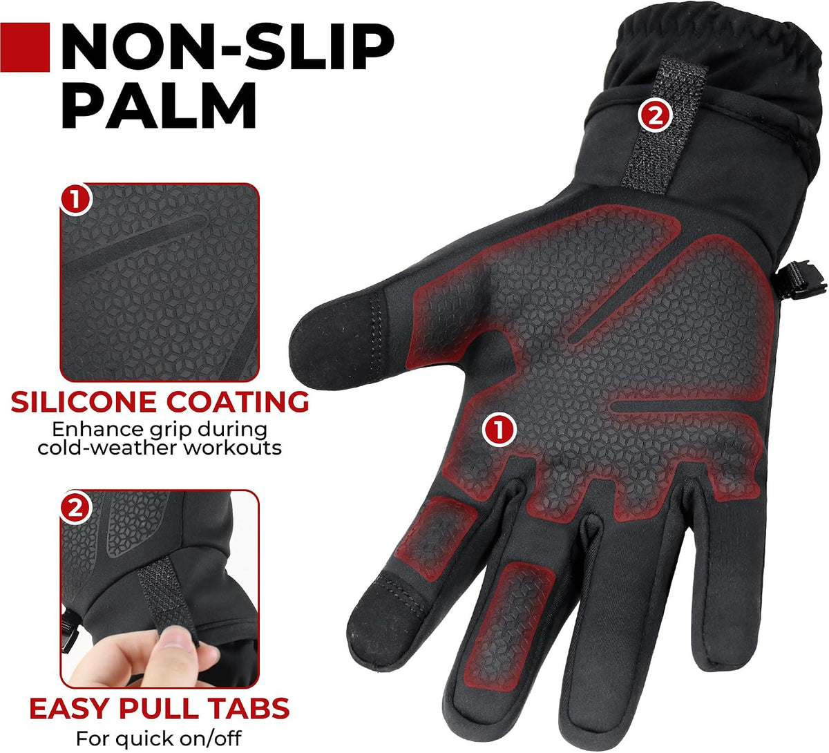 HANDLANDY Winter Gloves for Men & Women, Insulated Waterproof for Cold Weather, Thermal Glove for Cycling, Ski, Riding, Driving, Biking, Running