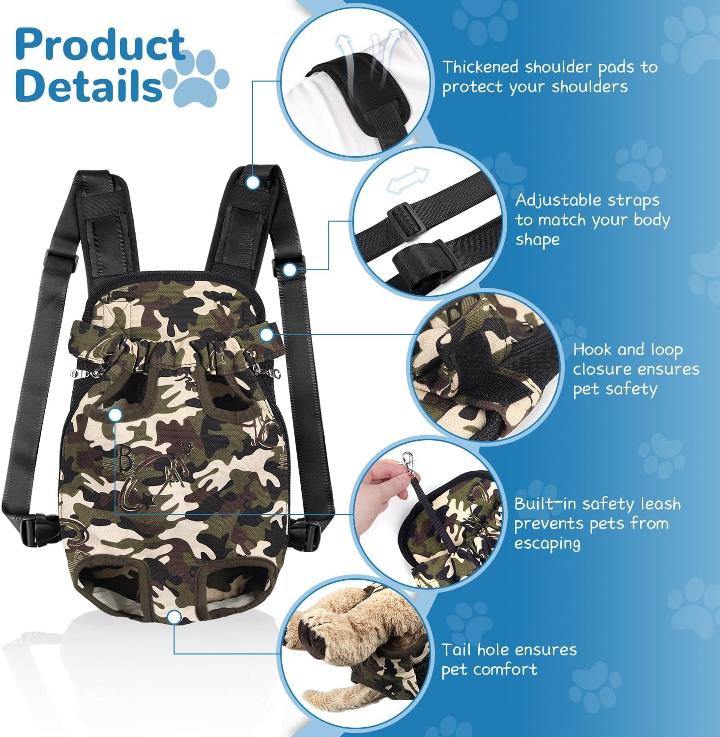 YUDODO Pet Dog Carrier Backpack Adjustable Front Carrier for Small Dog Cat