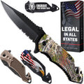 GOOD WORKER Legal Pocket Knife with 2.95” Serrated Blade, Glass Breaker, Seat Belt Cutter - EDC Sharp Folding Knives with Portable Clip - Small Tool for Tactical Camping Survival Hiking - Gifts for Men, Women