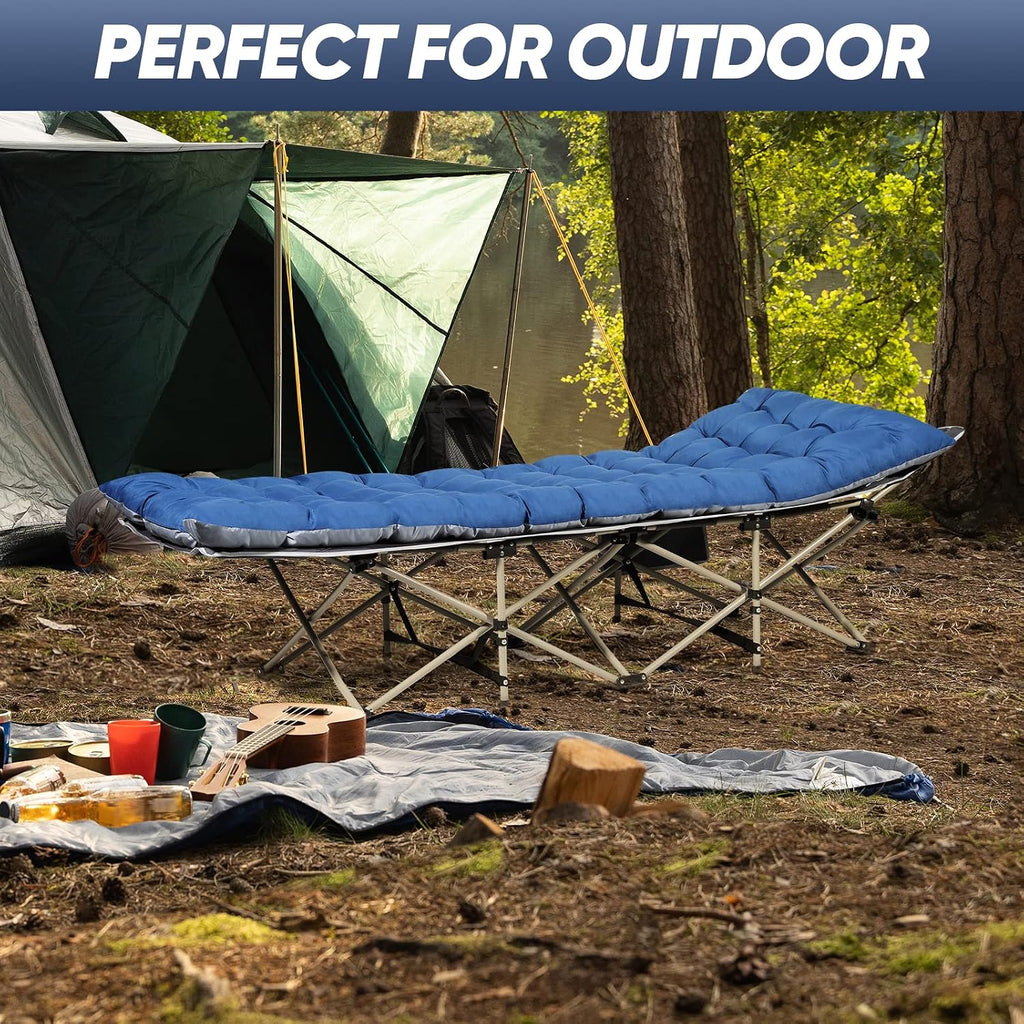 Portable Camping Cot with Mattress, Sleeping Bed,Single Lounge Chaise