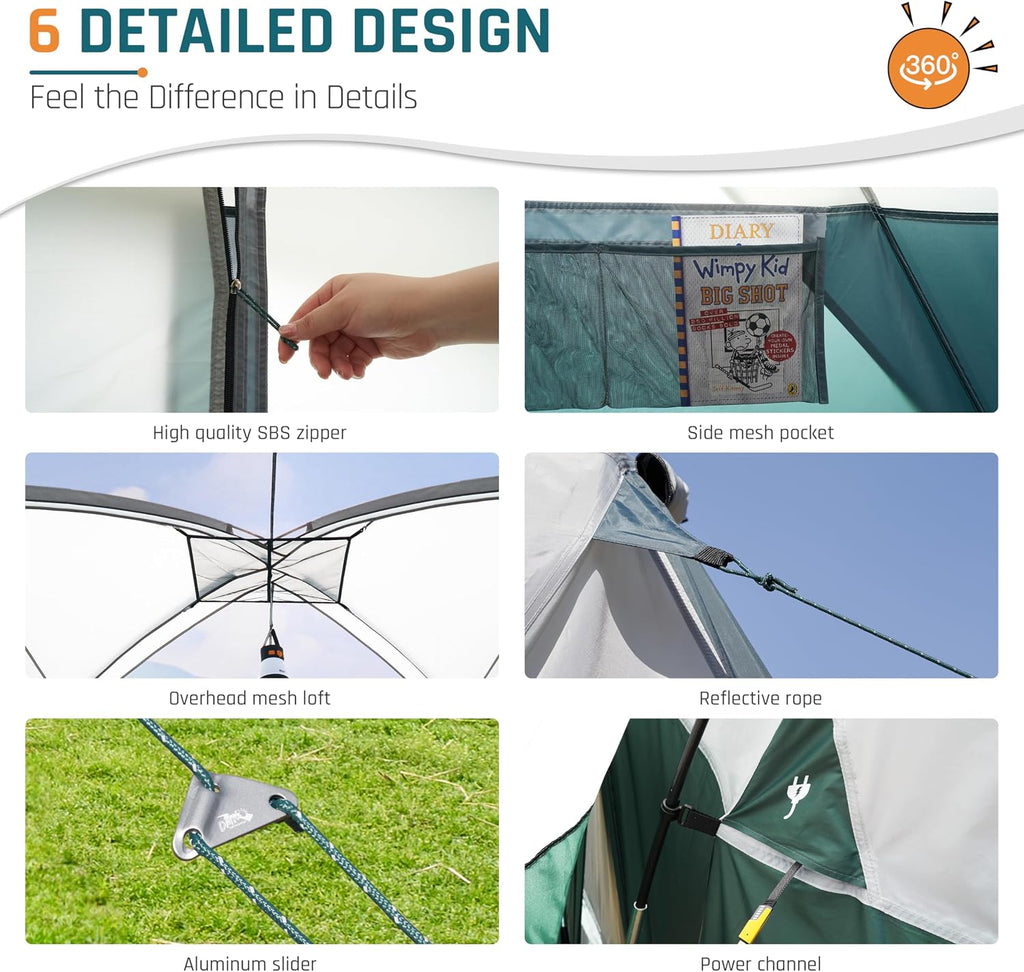 DMH OUTDOORS 8/11 Person Large Family Camping Tent Tunnel Tent with Porch