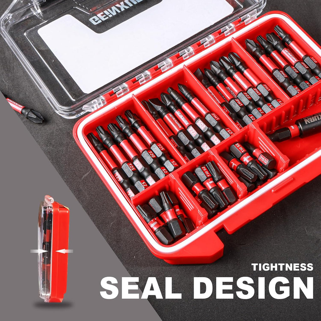 Geinxurn 71pieces Impact Screwdriver Bits Set, Magnetic S2 Steel Multi Insert Power Bits Tips with Impact Bit Holder with Storage Box