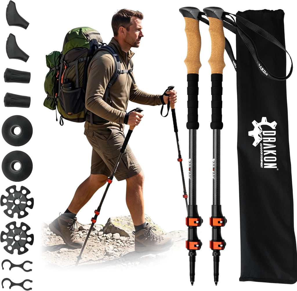 Drakon Sticks 2.0 Ultralight 100% Carbon Fiber Trekking Poles