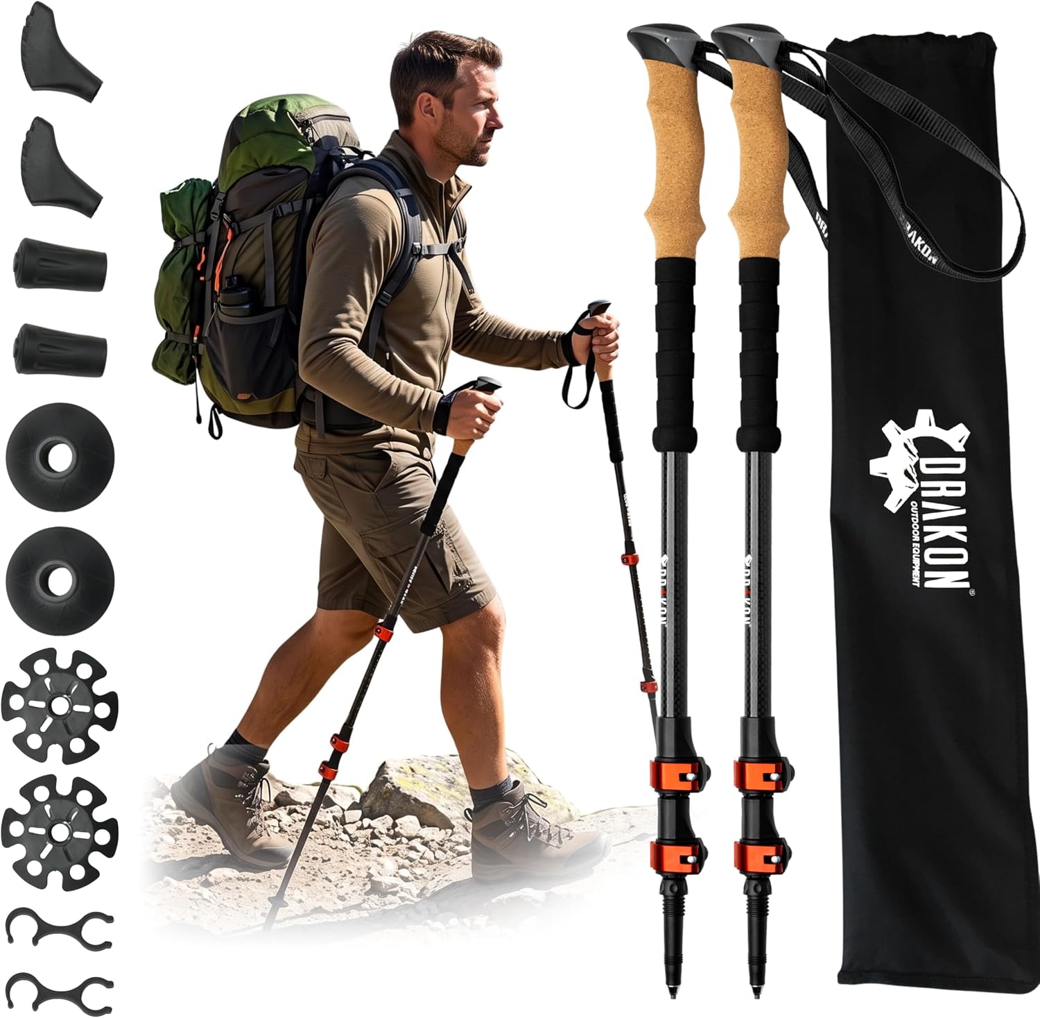 Drakon Sticks 2.0 Ultralight 100% Carbon Fiber Trekking Poles