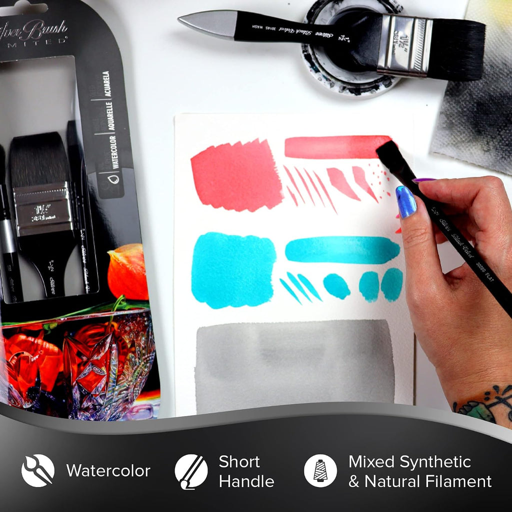 Silver Brush Limited Black Velvet Background Painting Watercolor Set, 3pc