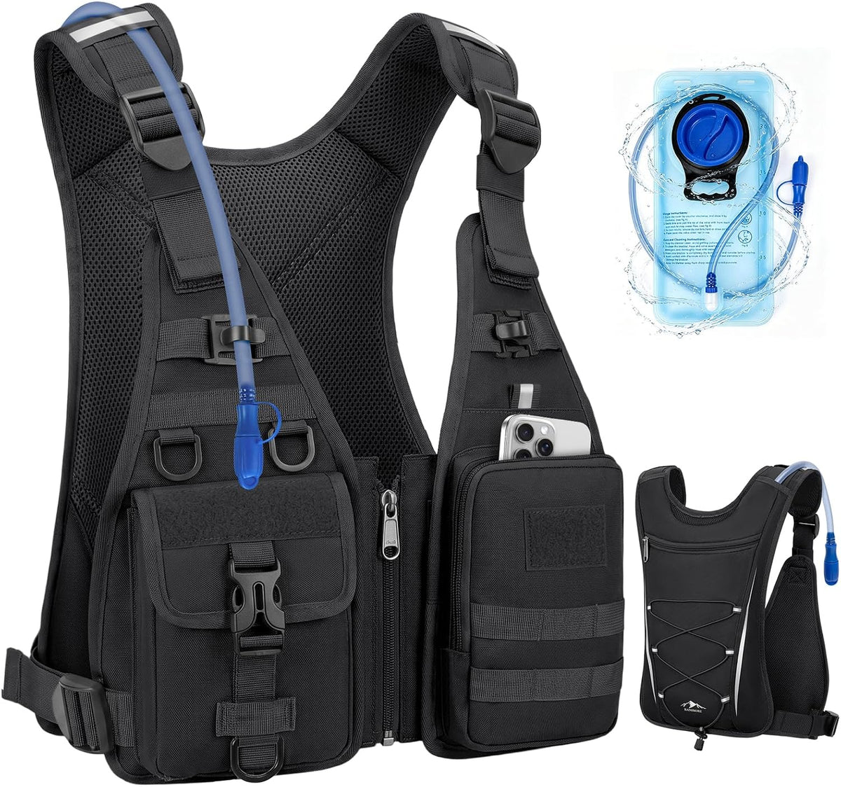 RAINSMORE Water Backpack Hydration Vest with 2L Water Bladder for Running
