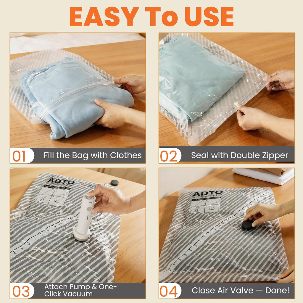 18 Pack Travel Vacuum Storage Bags for Clothing with Rechargeable Electric Pump, Compression Packing Bags for Luggage and Suitcase, Space Saver Seal Bags for Clothes Travel Essentials