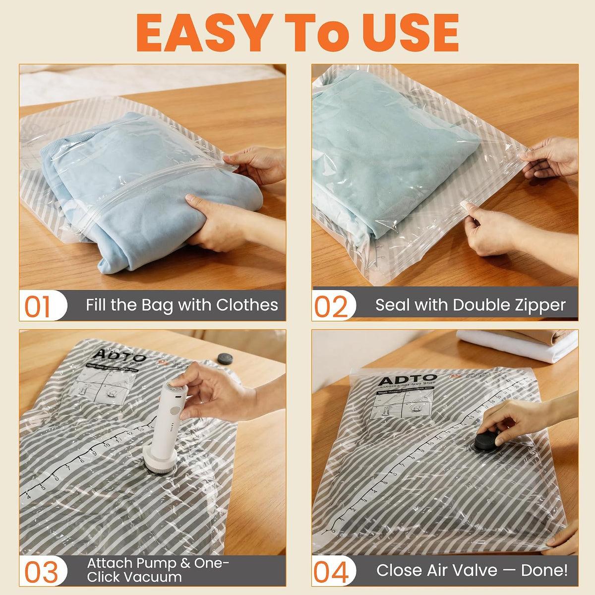 18 Pack Travel Vacuum Storage Bags for Clothing with Rechargeable Electric Pump, Compression Packing Bags for Luggage and Suitcase, Space Saver Seal Bags for Clothes Travel Essentials