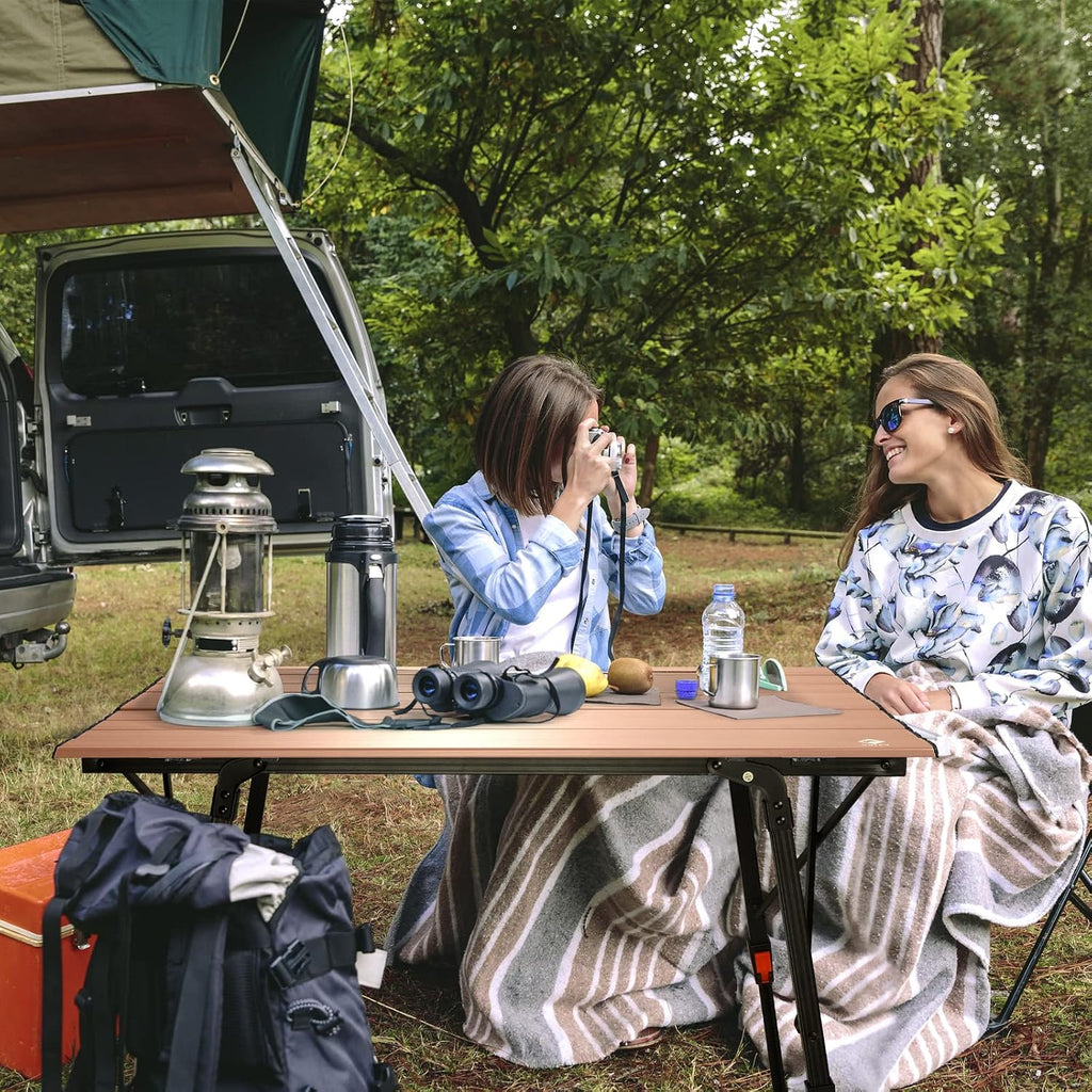 VILLEY Portable Camping Table with Adjustable Legs, Aluminum Folding Table