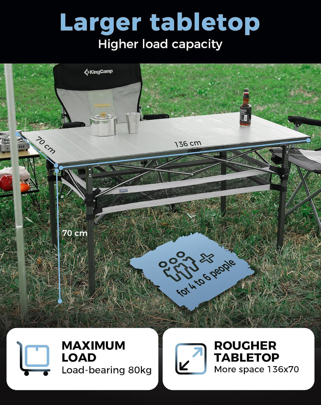 KingCamp Folding Camping Table, Portable Camp Table