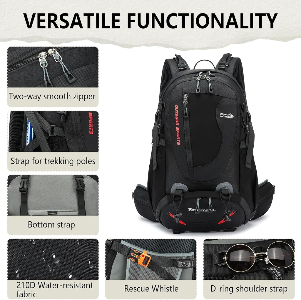 35L Lightweight Hiking Backpack for Women Men Waterproof Camping Backpack