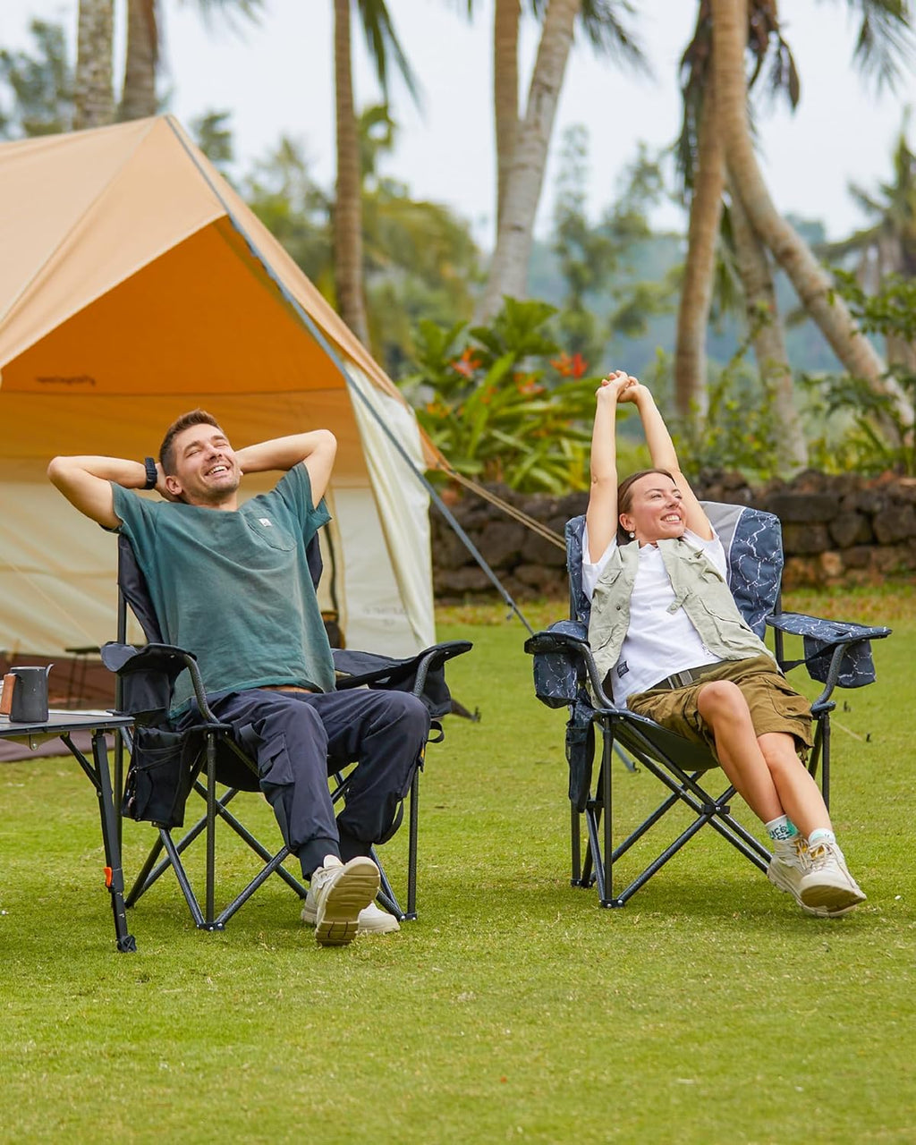 KingCamp Oversized Camping Chairs, 550lb Heavy Duty with Lumbar Support