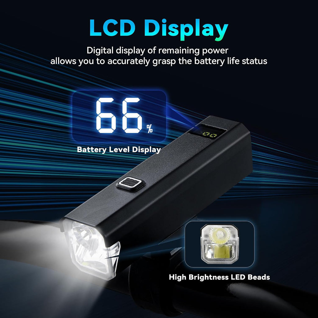 2 Packs Bike Light Set Super Bright Focus Adjustable Front Headlight and Rear LED Mountain Bicycle Light, Mount Included JB866