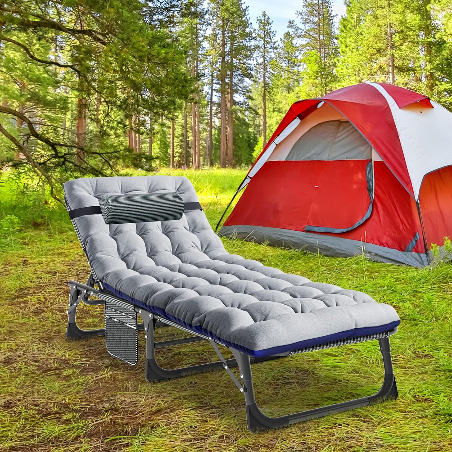 LILYPELLE Portable Folding Camping Cot with Mattress and Pillow for Adults