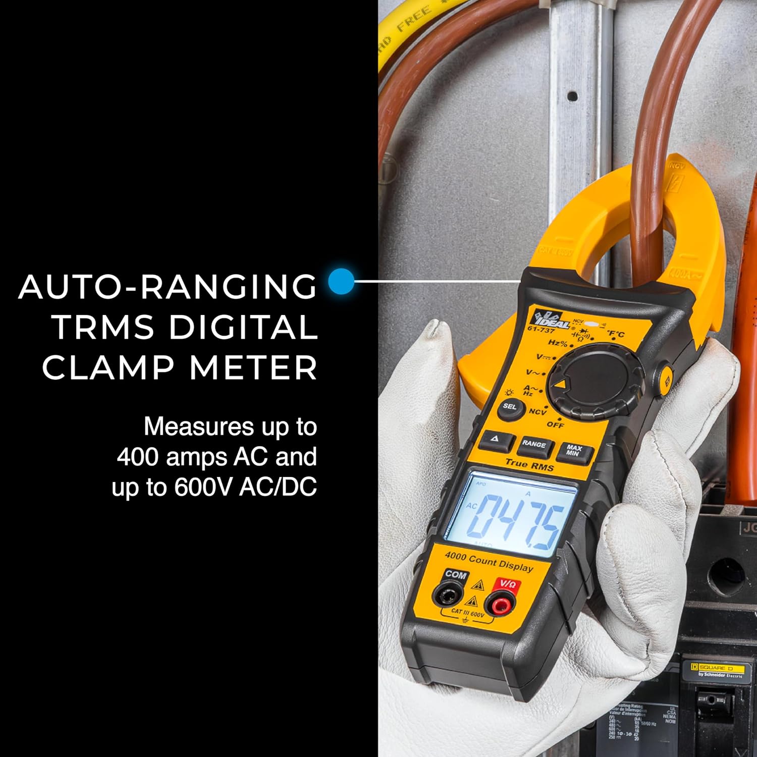 Ideal Electrical Digital AC Clamp Meter, 61-737, 400A, 600V